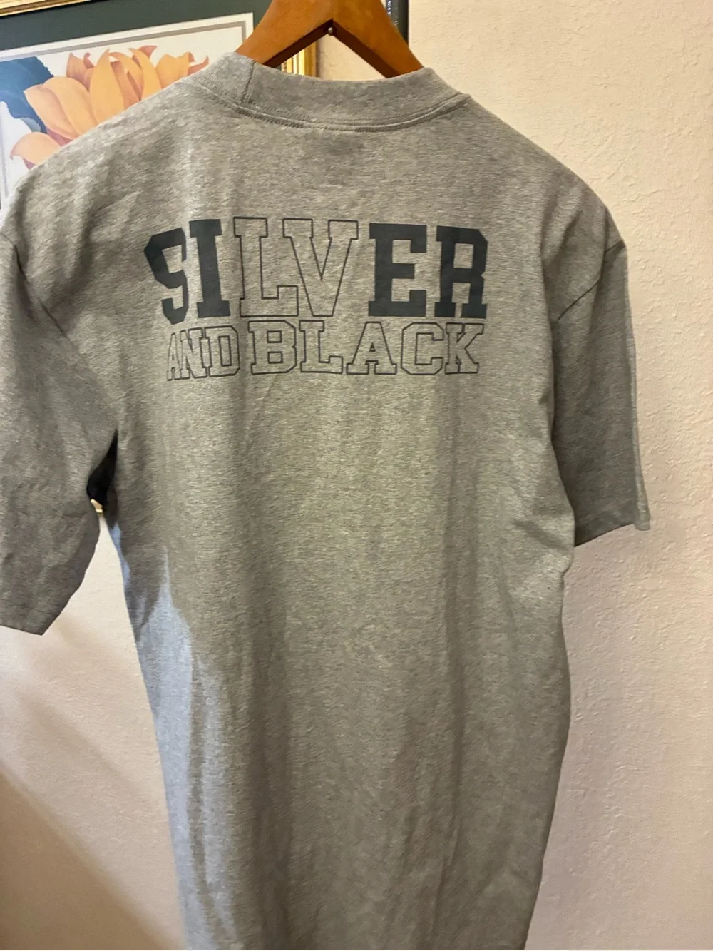 Raiders Men's Grey Graphic Football Tee - Silver and Black